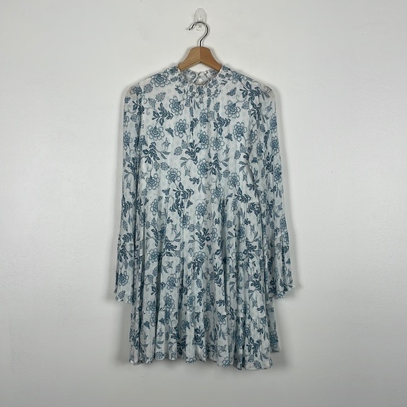 Altar'd State long flare sleeve floral mock lined flowy pullover dress Size Med - Picture 1 of 8
